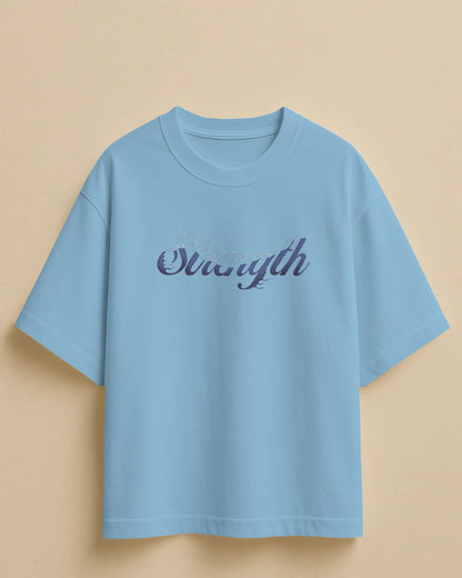 oversized T-shirt with Strength script text design – motivational streetwear for men
