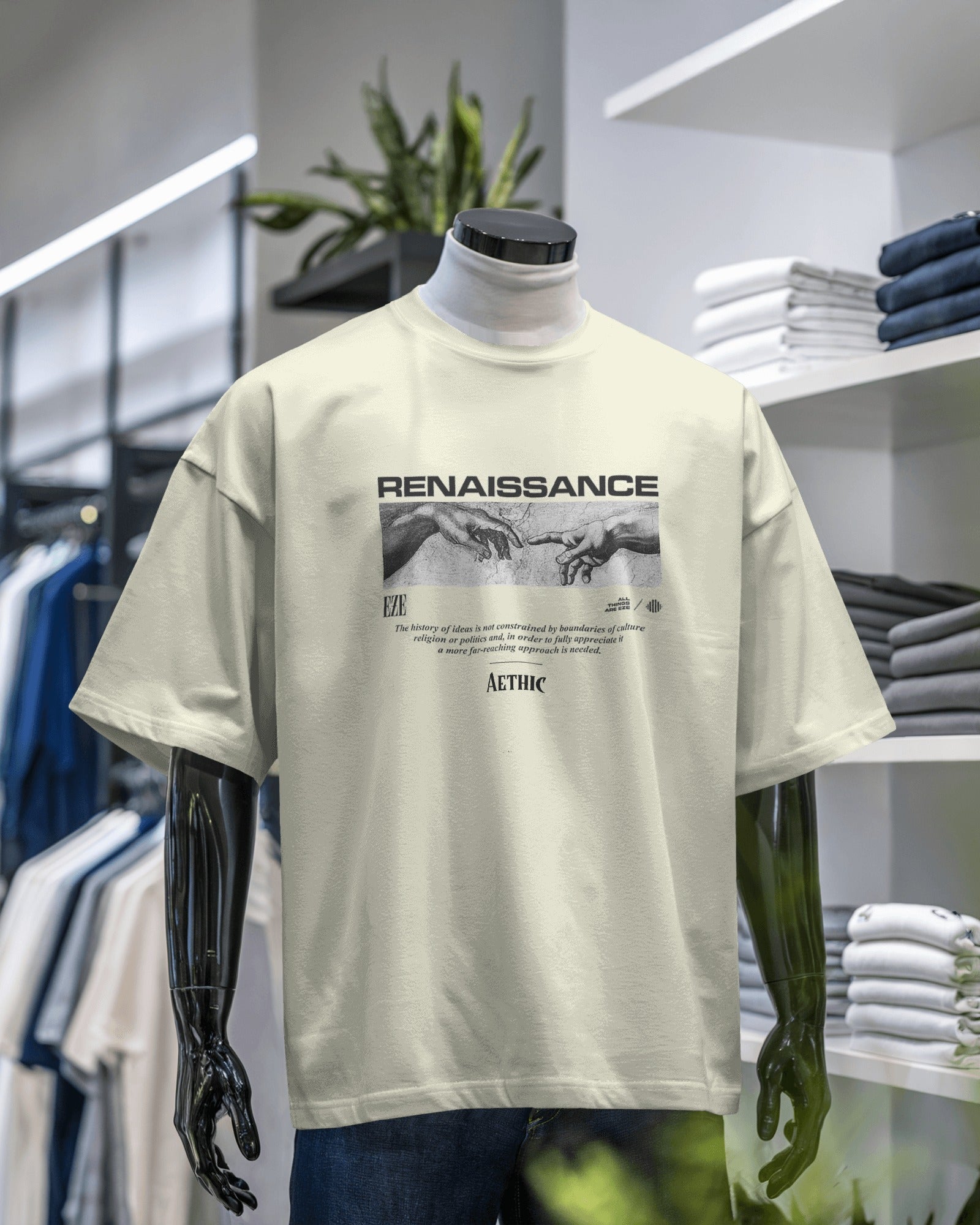 oversized T-shirt featuring Renaissance art graphic – aesthetic streetwear style