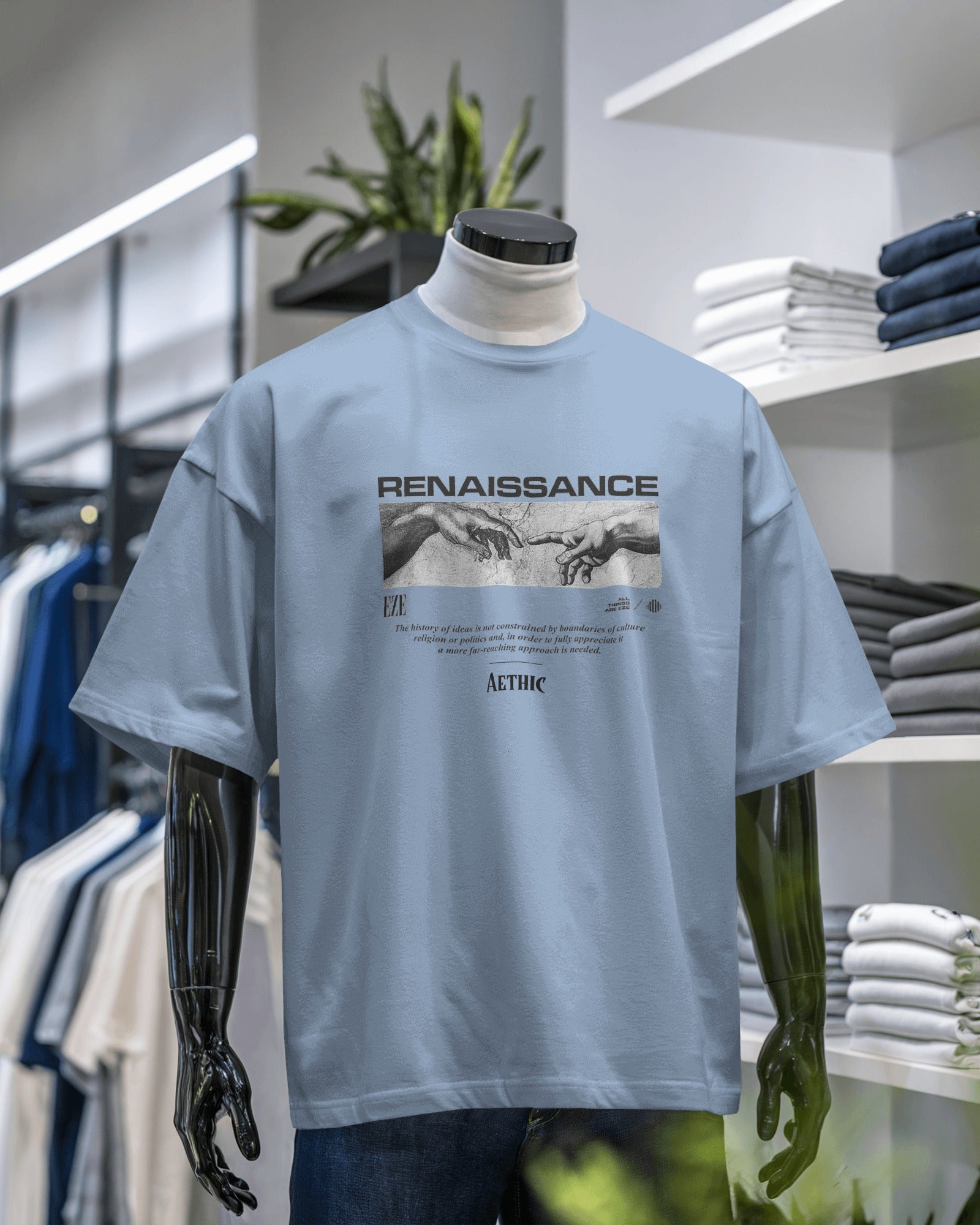 oversized T-shirt featuring Renaissance art graphic – aesthetic streetwear style